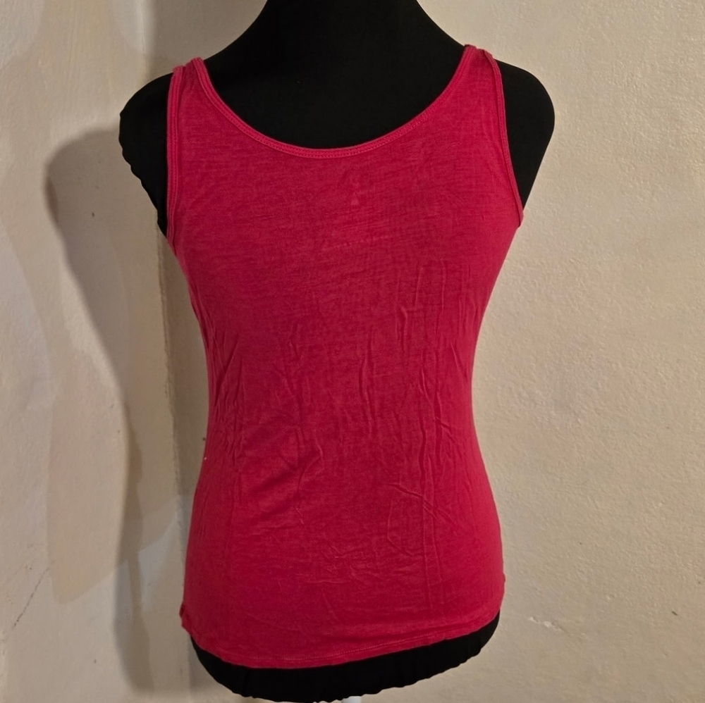 New York & Company Fuchsia Ruffle Tank Top Size S - Picture 3 of 5